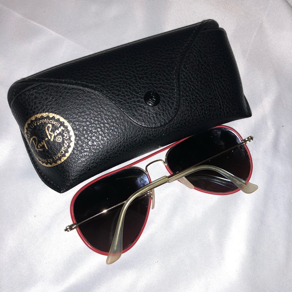 Red Framed Aviator Ray Ban’s - Picture 3 of 6